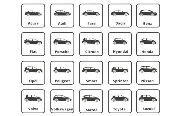les modèles de véhicules couverts par la valise de diagnostic Launch CRP-129 EVO. Acura, Audi, Ford, Dacia, Benz, Fiat, Porsche, Honda, Nissan