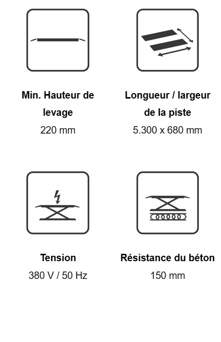 Données techniques Pont ciseaux LOGICAT LAUNCH MAROC